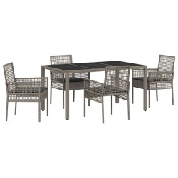 Ensemble de salle à manger pour jardin 5 pcs Gris polyrotin 516084516084