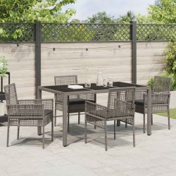 Ensemble de salle à manger pour jardin 5 pcs Gris polyrotin 516084516084
