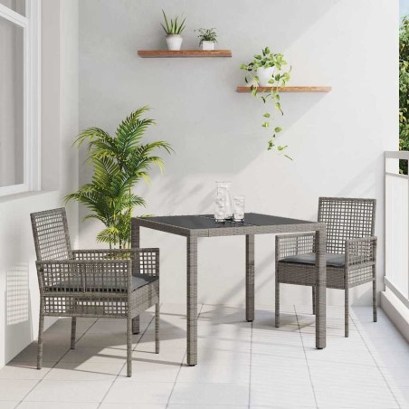 Ensemble de salle à manger pour jardin 3 pcs Gris polyrotin 516085516085