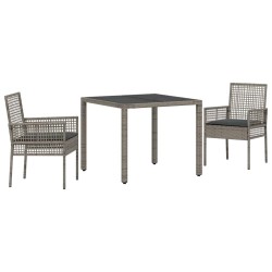 Ensemble de salle à manger pour jardin 3 pcs Gris polyrotin 516085516085