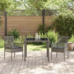 Ensemble de salle à manger pour jardin 3 pcs Gris polyrotin 516085516085