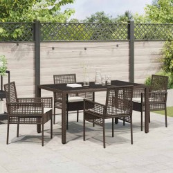 Ensemble de salle à manger pour jardin 5 pcs Marron polyrotin 516087516087