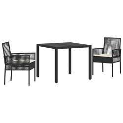 Ensemble de salle à manger pour jardin 3 pcs Noir polyrotin 516089516089
