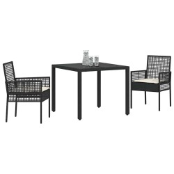 Ensemble de salle à manger pour jardin 3 pcs Noir polyrotin 516089516089