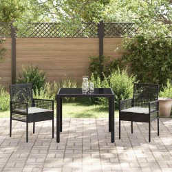 Ensemble de salle à manger pour jardin 3 pcs Noir polyrotin 516089516089