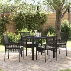Ensemble de salle à manger pour jardin 5 pcs Noir polyrotin 516090516090