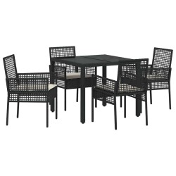 Ensemble de salle à manger pour jardin 5 pcs Noir polyrotin 516090516090