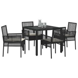 Ensemble de salle à manger pour jardin 5 pcs Noir polyrotin 516090516090
