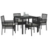 Ensemble de salle à manger pour jardin 5 pcs Noir polyrotin 516090516090
