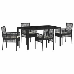 Ensemble de salle à manger pour jardin 5 pcs Noir polyrotin 516091516091