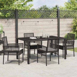 Ensemble de salle à manger pour jardin 5 pcs Noir polyrotin 516091516091