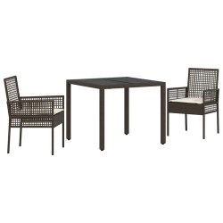 Ensemble de salle à manger pour jardin 3 pcs Marron polyrotin 516092516092