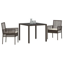 Ensemble de salle à manger pour jardin 3 pcs Marron polyrotin 516092516092