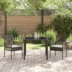 Ensemble de salle à manger pour jardin 3 pcs Marron polyrotin 516092516092