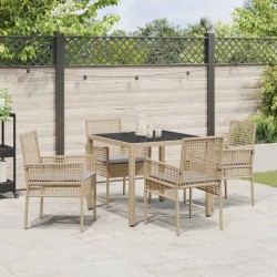 Ensemble de salle à manger pour jardin 5 pcs Beige polyrotin 516093516093
