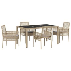 Ensemble de salle à manger pour jardin 5 pcs Beige polyrotin 516094516094