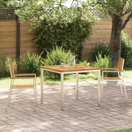 Ensemble de repas extérieur 3 pcs Marron Bois d'Acacia Massif 516100516100