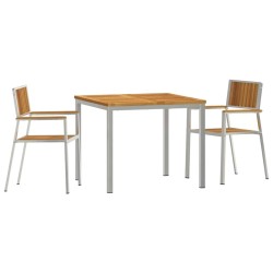 Ensemble de repas extérieur 3 pcs Marron Bois d'Acacia Massif 516100516100
