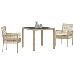 Ensemble de salle à manger pour jardin 3 pcs Beige polyrotin 516101516101