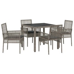 Ensemble de salle à manger pour jardin 5 pcs Gris polyrotin 516105516105