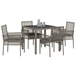 Ensemble de salle à manger pour jardin 5 pcs Gris polyrotin 516105516105