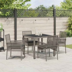 Ensemble de salle à manger pour jardin 5 pcs Gris polyrotin 516105516105