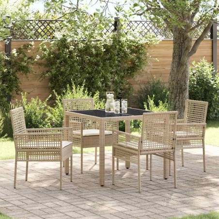 Ensemble de salle à manger pour jardin 5 pcs Beige polyrotin 516106516106