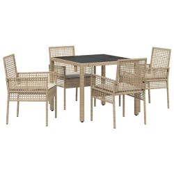 Ensemble de salle à manger pour jardin 5 pcs Beige polyrotin 516106516106