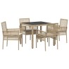 Ensemble de salle à manger pour jardin 5 pcs Beige polyrotin 516106516106
