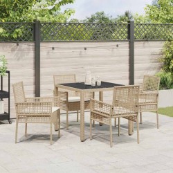 Ensemble de salle à manger pour jardin 5 pcs Beige polyrotin 516106516106
