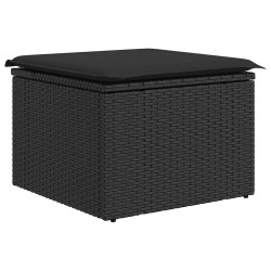 Salon de jardin 6 pcs avec coussins noir résine tressée acacia 516107516107