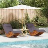 Transat avec coussin 2 pcs Marron Bois d'Acacia Massif 516115516115