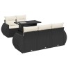 Salon de jardin 6 pcs avec coussins noir résine tressée 516116516116
