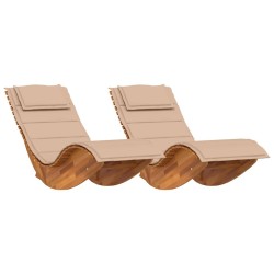 Transat avec coussin 2 pcs Marron Bois d'Acacia Massif 516122516122
