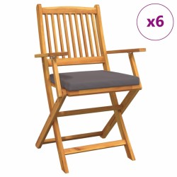 Chaise pliante 6 pcs Gris 49 x 57.5 x 92cm Bois d'acacia massif 516135516135