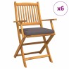 Chaise pliante 6 pcs Gris 49 x 57.5 x 92cm Bois d'acacia massif 516135516135