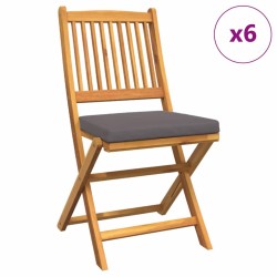 Chaise pliante 6 pcs Gris 49 x 57.5 x 92cm Bois d'acacia massif 516137516137