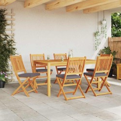 Chaise pliante 6 pcs Gris 49 x 57.5 x 92cm Bois d'acacia massif 516137516137