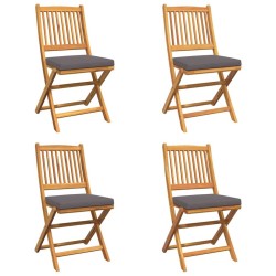 Chaise pliante 4 pcs Gris 49 x 57.5 x 92cm Bois d'acacia massif 516142516142