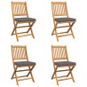 Chaise pliante 4 pcs Gris 49 x 57.5 x 92cm Bois d'acacia massif 516142516142