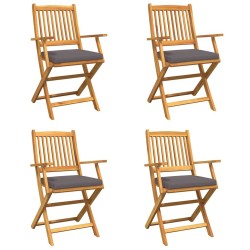 Chaise pliante 4 pcs Gris 49 x 57.5 x 92cm Bois d'acacia massif 516145516145