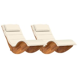 Transat avec coussin 2 pcs Marron Bois d'Acacia Massif 516151516151