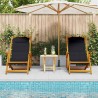 Chaise de plage avec coussin 2 pcs Marron Bois d'Acacia Massif 516168516168