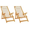Chaise de plage avec coussin 2 pcs Marron Bois d'Acacia Massif 516169516169