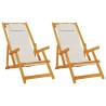 Chaise de plage avec coussin 2 pcs Marron Bois d'Acacia Massif 516170516170