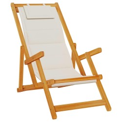 Chaise de plage avec coussin 2 pcs Marron Bois d'Acacia Massif 516170516170