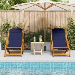 Chaise de plage avec coussin 2 pcs Marron Bois d'Acacia Massif 516171516171