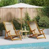 Chaise de plage avec coussin 2 pcs Marron Bois d'Acacia Massif 516186516186