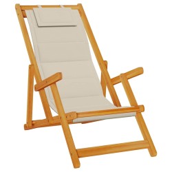 Chaise de plage avec coussin 2 pcs Marron Bois d'Acacia Massif 516186516186