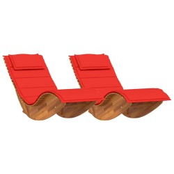 Transat avec coussin 2 pcs Marron Bois d'Acacia Massif 516195516195